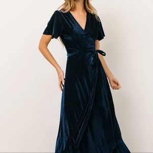 Andi Ribbed Velvet Dress Navy S